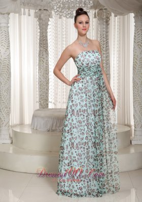 Multi-color Empire Leopard Strapless Prom Dress