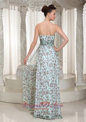 Multi-color Empire Leopard Strapless Prom Dress