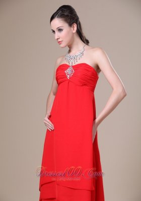 Red Prom Dress High-low Ruched Beaded