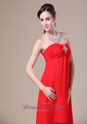 Red Prom Dress High-low Ruched Beaded