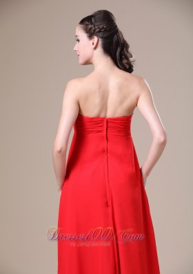 Red Prom Dress High-low Ruched Beaded