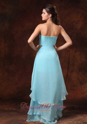 Auqa Blue Prom Gown High-low Empire Chiffon Sweetheart