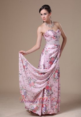 Print Beading Column Sweetheart 2013 Maxi Dress