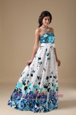 Prom Dress Multi-color Empire Strapless Pringting Sequin