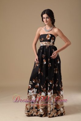 Multi-color Empire Prom Gown Floor-length Printing