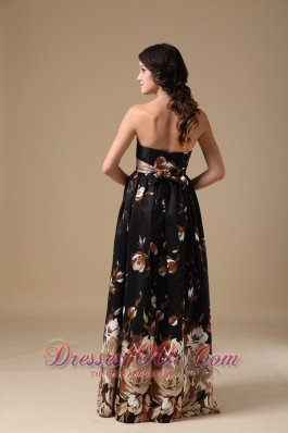 Multi-color Empire Prom Gown Floor-length Printing