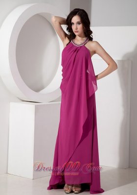 Fuchsia Halter Top Prom Gown For Gustomers