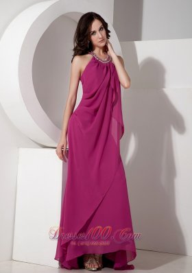 Fuchsia Halter Top Prom Gown For Gustomers