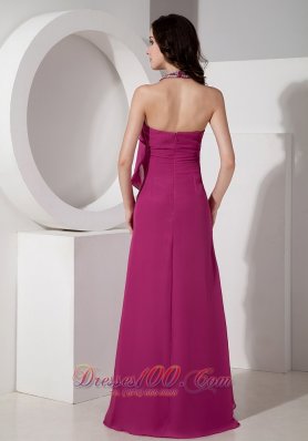 Fuchsia Halter Top Prom Gown For Gustomers