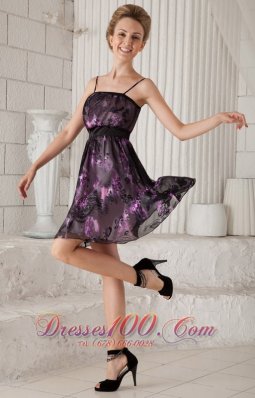 Pretty Empire Spaghetti Straps Printing Cocktail Dress