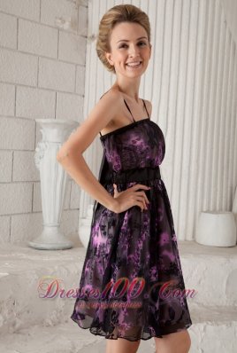 Pretty Empire Spaghetti Straps Printing Cocktail Dress