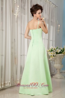 Yellow Green Evening Dress Straps Satin Beading