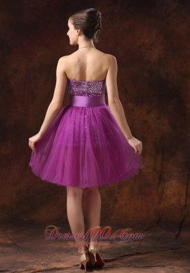 Fuchsia Prom Dress Paillette Strapless Sheath Ribbons