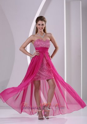 Hot Pink Prom Evening Dress High-low Sweetheart