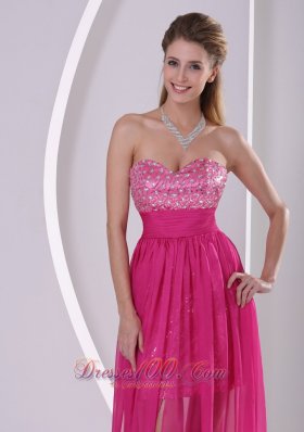 Hot Pink Prom Evening Dress High-low Sweetheart