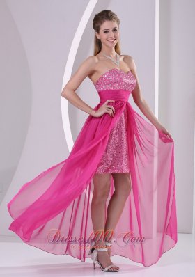 Hot Pink Prom Evening Dress High-low Sweetheart