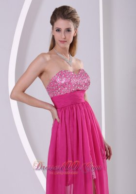 Hot Pink Prom Evening Dress High-low Sweetheart