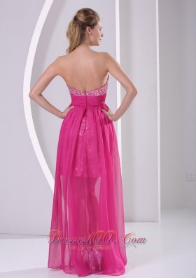 Hot Pink Prom Evening Dress High-low Sweetheart