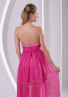 Hot Pink Prom Evening Dress High-low Sweetheart