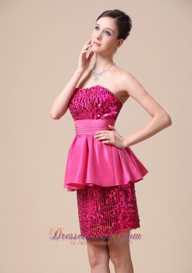 Stunning Beaded Paillette Over Skirt and Strapless Party Dress