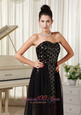 Special Fabric High-low Black Evening Celebrity Dress Tulle