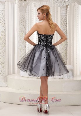 Sequins Cocktail Dress Lace Black and White Organza