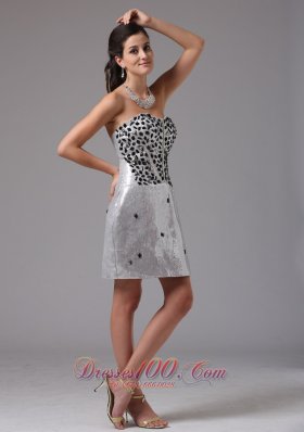 Silver Rhinestones Prom Cocktail Dress Mini-length