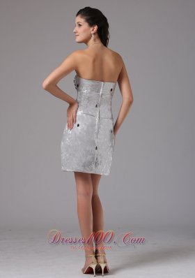 Silver Rhinestones Prom Cocktail Dress Mini-length