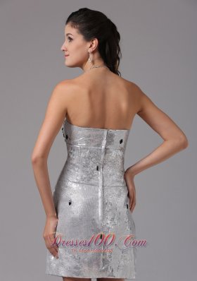 Silver Rhinestones Prom Cocktail Dress Mini-length