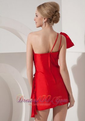 Red Short Prom Nightclub Dress One Shoulder Mini-length Beading