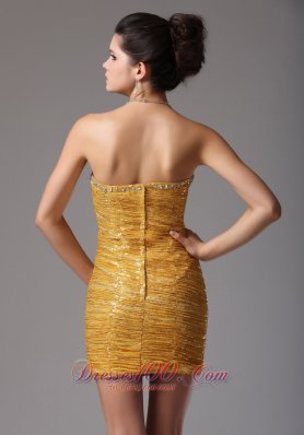 Gold Paillette Over Skirt Prom Celebrity Dress Beading