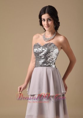 Grey Prom Dress Sweetheart Mini-length Chiffon Sequin