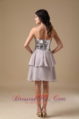 Grey Prom Dress Sweetheart Mini-length Chiffon Sequin