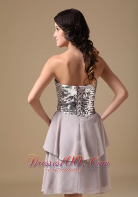 Grey Prom Dress Sweetheart Mini-length Chiffon Sequin