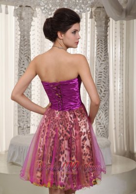 Colorful Princess Mini-length Organza and Leopard Homecoming Dress