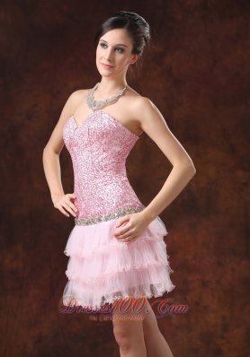 Homecoming Dress Sequin and Tulle Sweetheart Neckline Mini-length Beaded