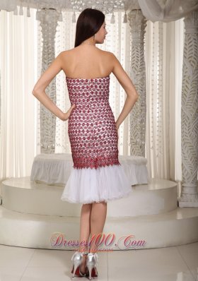 White Cocktail Dress Mermaid Strapless Knee-length Organza Lace