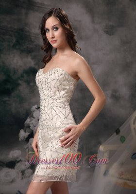 Champagne Homecoming Dress Taffeta Mini-length