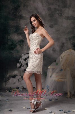 Champagne Homecoming Dress Taffeta Mini-length