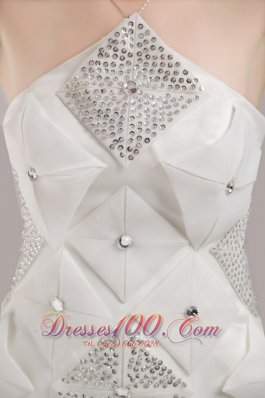 Prom Nightclub Dress White Column Asymmetrical Mini-length Satin Beading