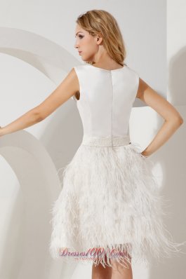 Feather Beading Scoop Homecoming Dress Mini-length