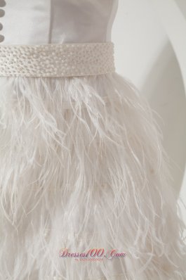 Feather Beading Scoop Homecoming Dress Mini-length