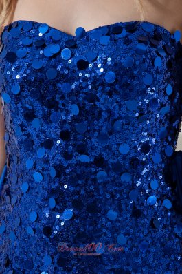Detachable Royal Blue Prom Nightclub Dress Mini-length Sequins