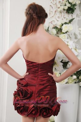 Wine Red Prom Gown Sweetheart Short Taffeta Beading