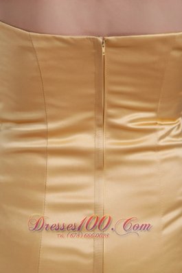 Gold Column Strapless Short Taffeta Ruch Cocktail Dress