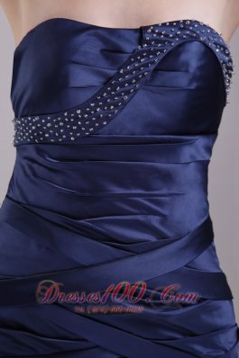 Navy Blue Cocktail Gown Strapless Mini-length Taffeta