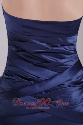 Navy Blue Cocktail Gown Strapless Mini-length Taffeta