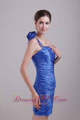 Blue Prom Gown One-shoulder Mini-length Floral