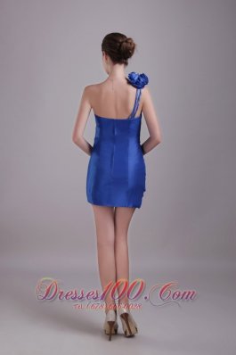 Blue Prom Gown One-shoulder Mini-length Floral