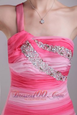 Multi-color Prom Party Gown One-shoulder Mini-length Chiffon